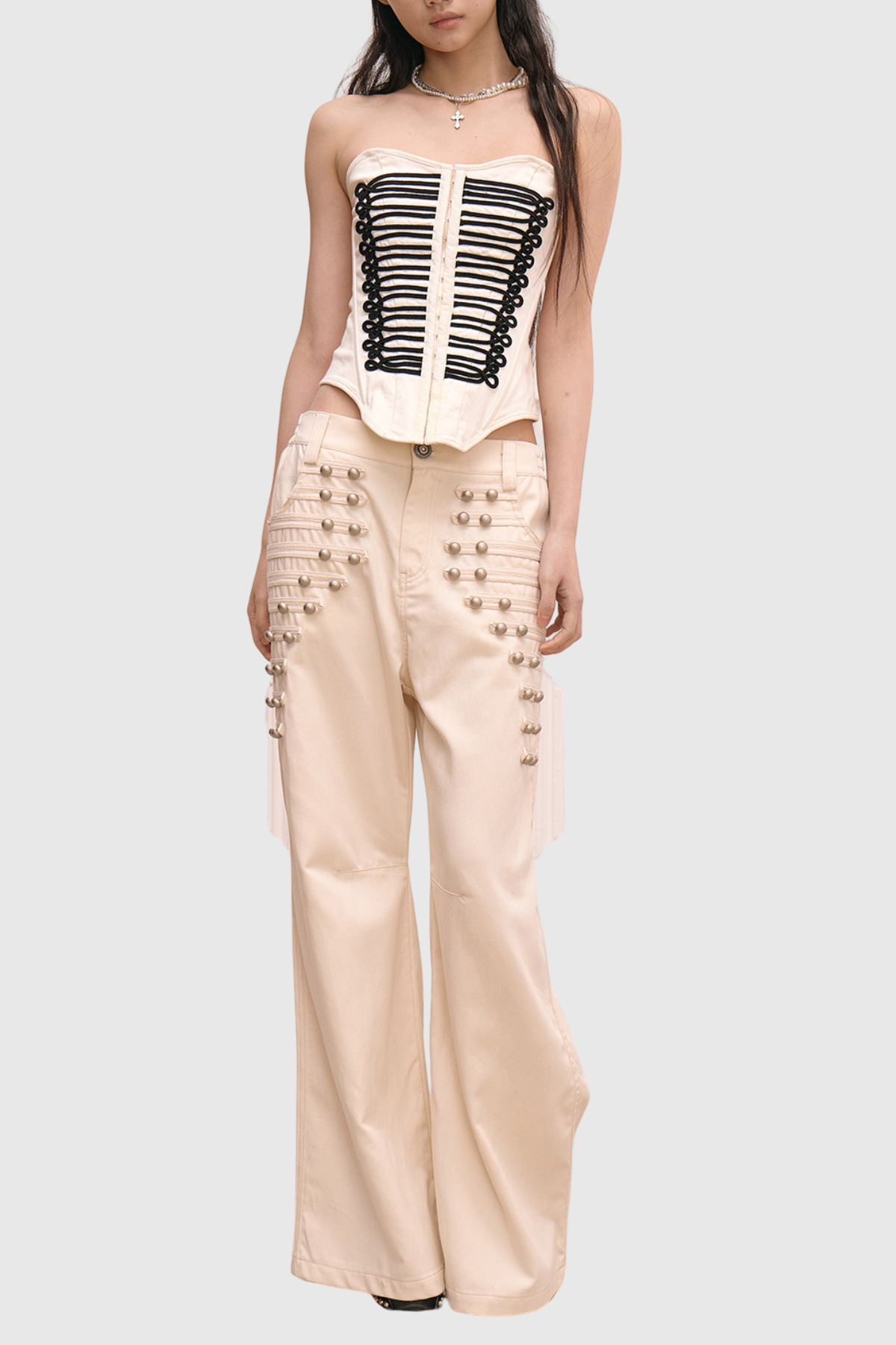Donna  Napoleon Double Breasted Trousers - Beige