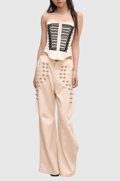 Donna  Napoleon Double Breasted Trousers - Beige