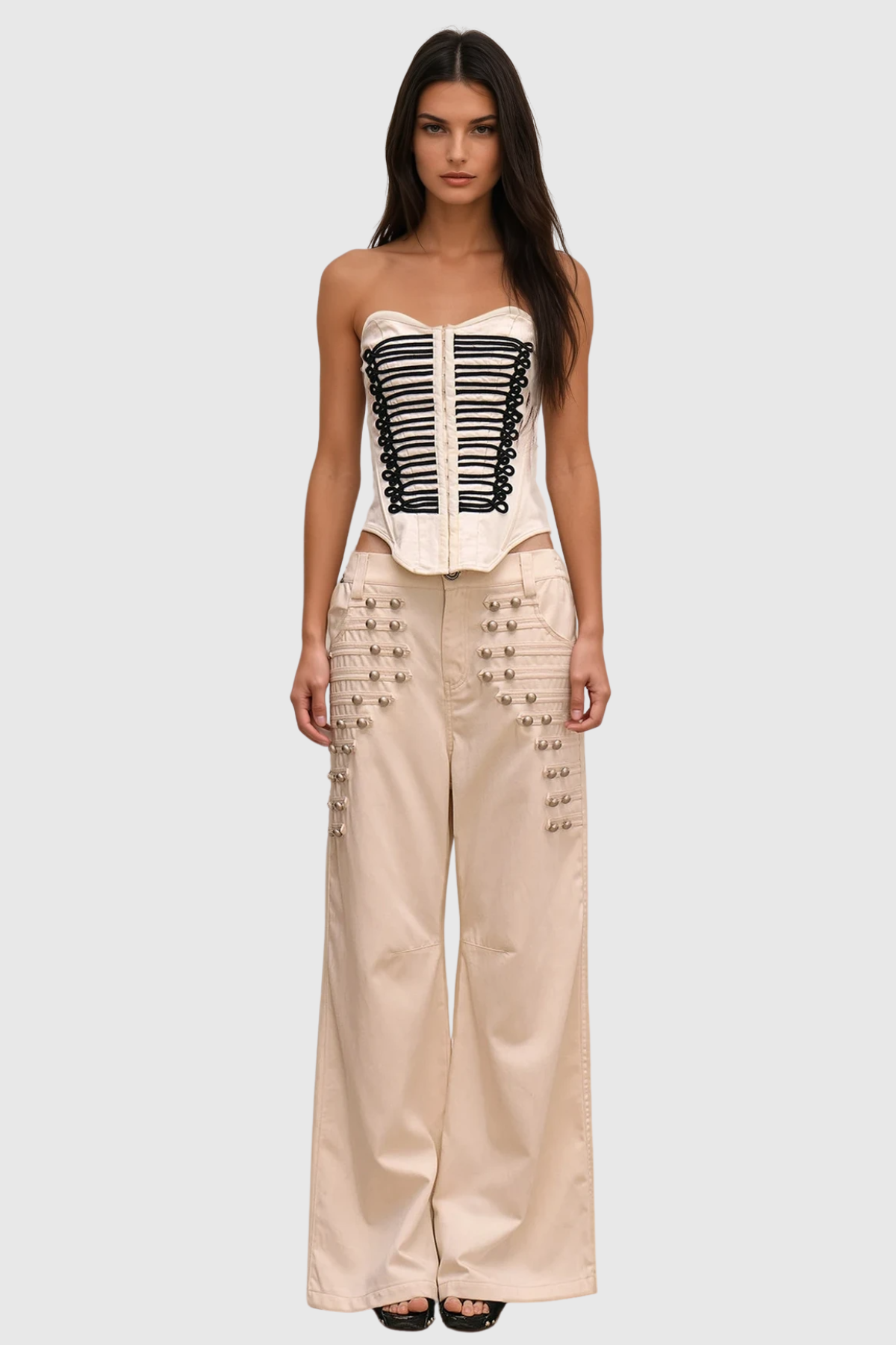 Donna  Napoleon Double Breasted Trousers - Beige