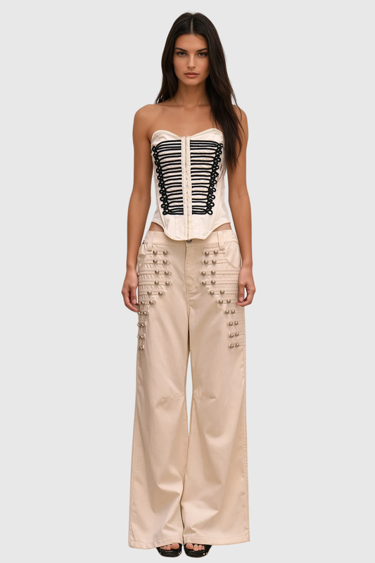 Donna  Napoleon Double Breasted Trousers - Beige