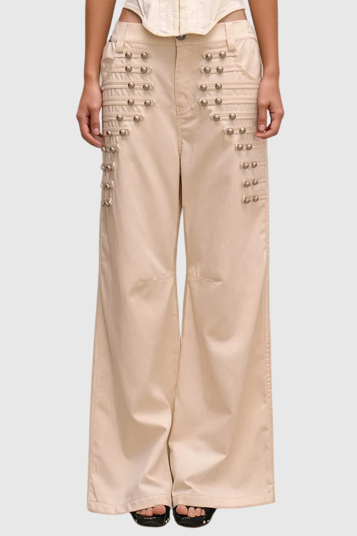 Donna  Napoleon Double Breasted Trousers - Beige