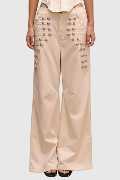 Donna  Napoleon Double Breasted Trousers - Beige