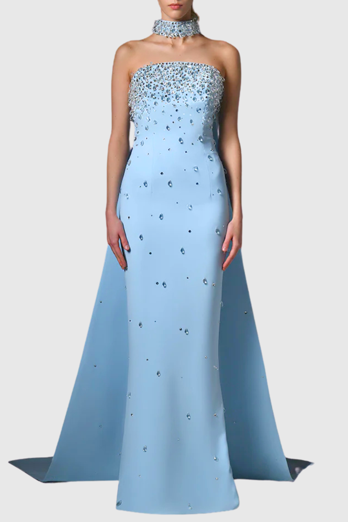 Doriyz Crystal Embellished Halter Maxi Dress