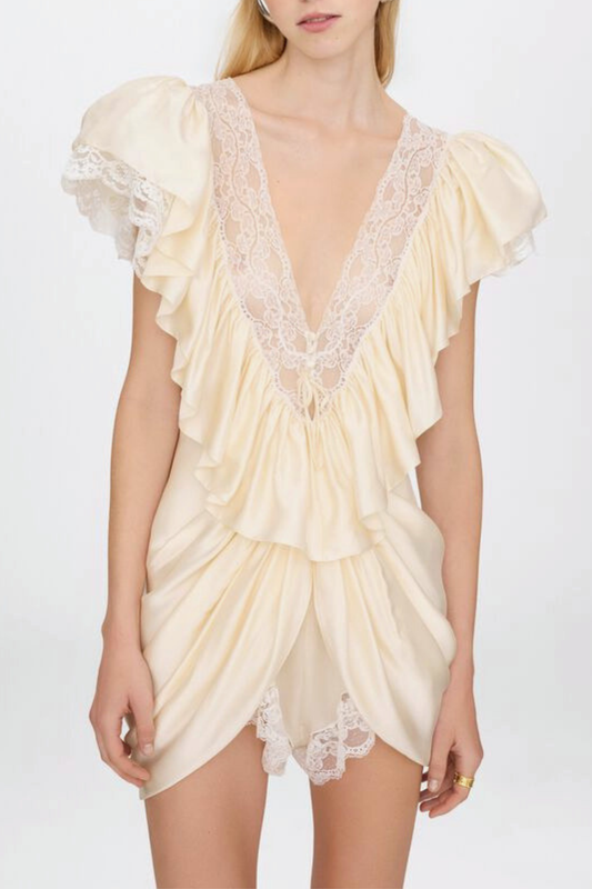 Dorotha Plunge Ruffle Jumpsuit