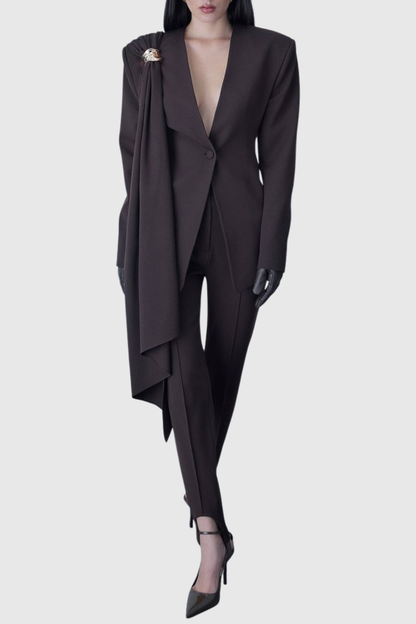 Dorta Draped Blazer - Brown