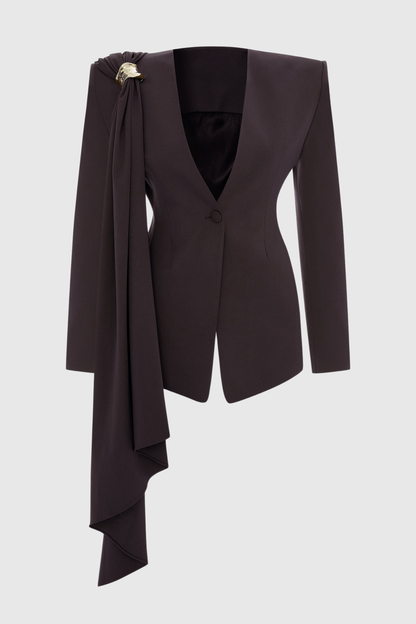 Dorta Draped Blazer - Brown