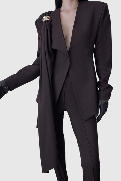 Dorta Draped Blazer - Brown