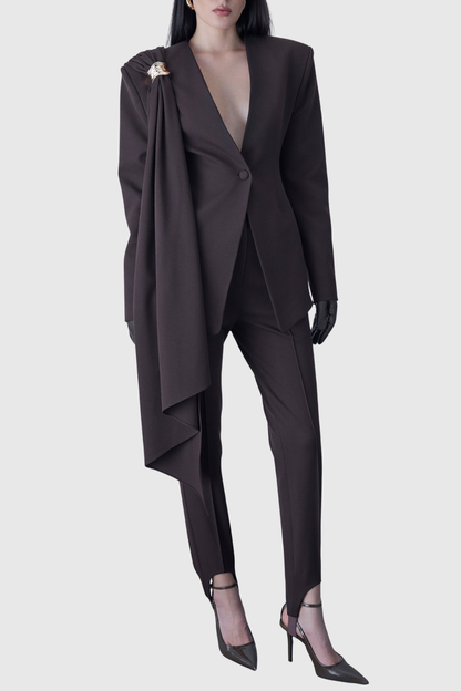 Dorta Draped Blazer - Brown