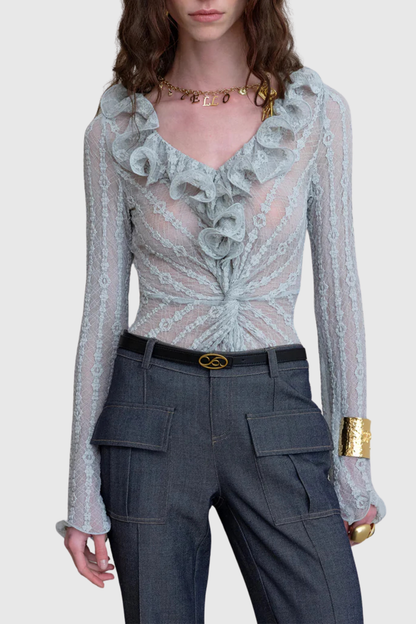 Dovie Lace Ruffle Bodysuit