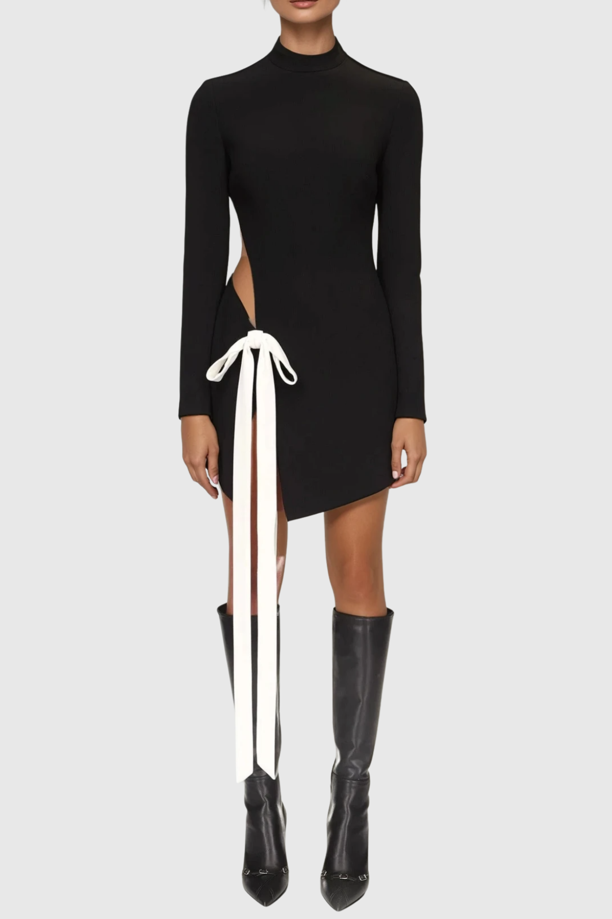 Dsera Bow Embellished Cutout Mini Dress