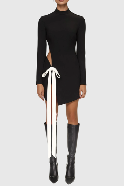 Dsera Bow Embellished Cutout Mini Dress