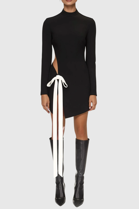 Dsera Bow Embellished Cutout Mini Dress