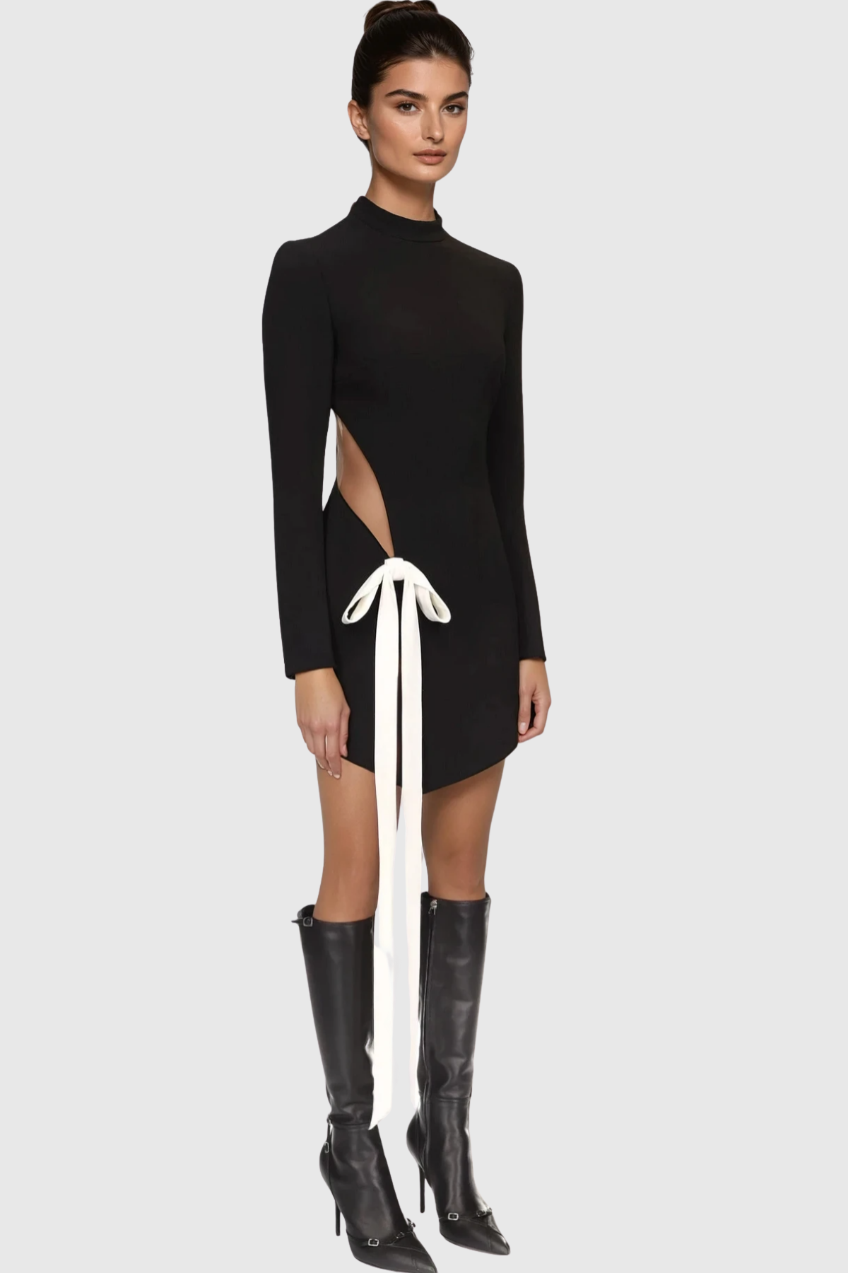 Dsera Bow Embellished Cutout Mini Dress