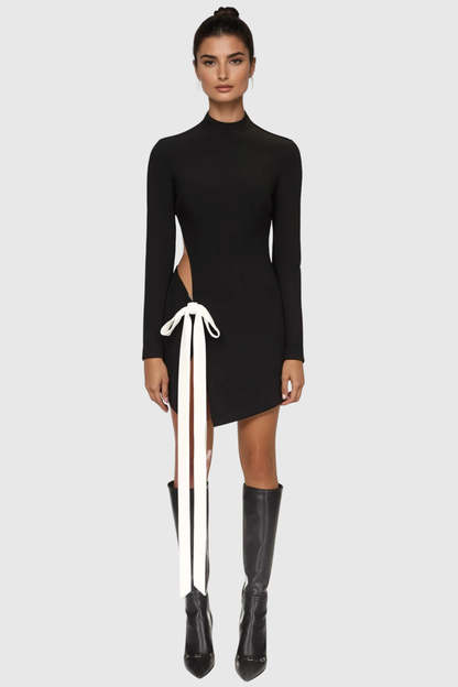 Dsera Bow Embellished Cutout Mini Dress