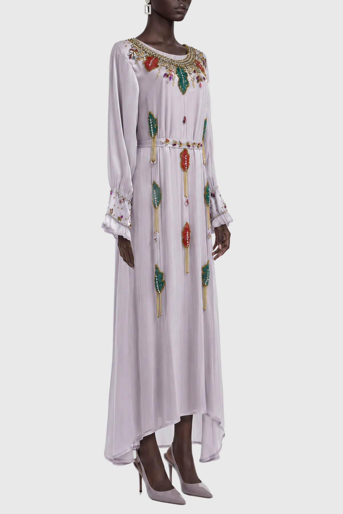 Dulcinea Embroidered Glossy Maxi Dress