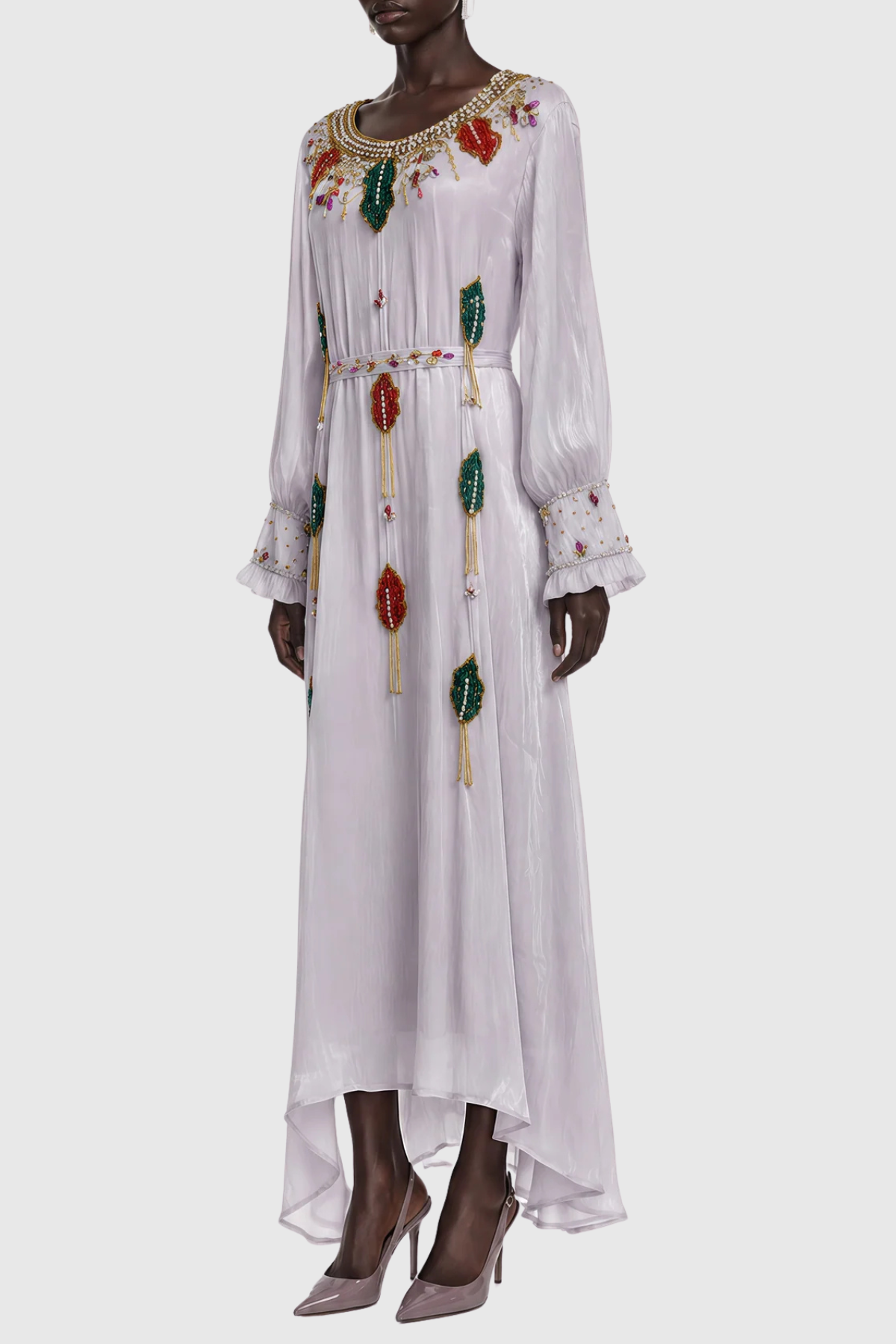 Dulcinea Embroidered Glossy Maxi Dress