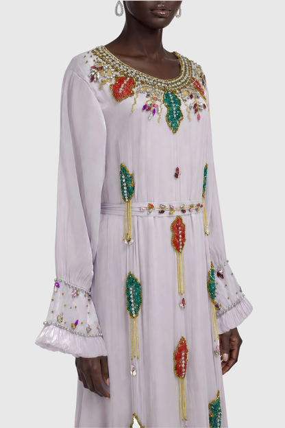 Dulcinea Embroidered Glossy Maxi Dress