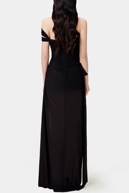 Dulipa Asymmetric One Shoulder Mesh Maxi Dress