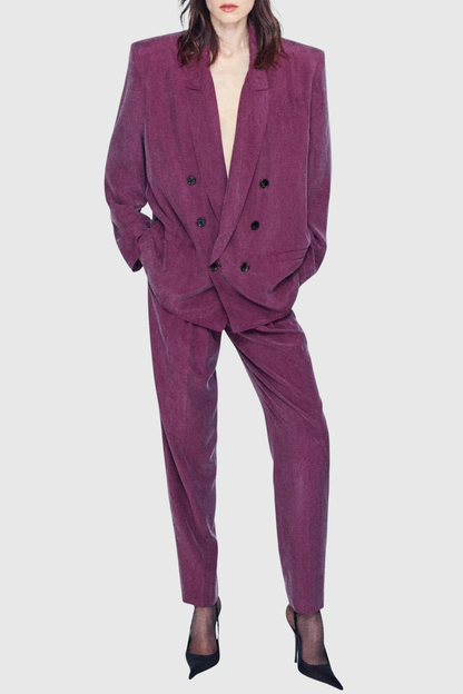Durua Silk Oversize Blazer - Purple