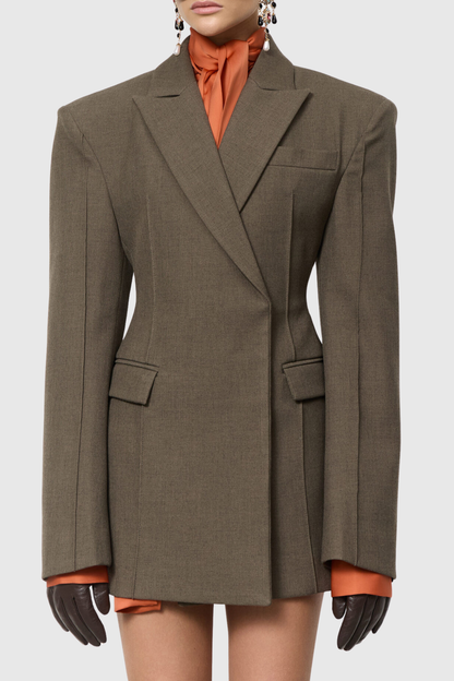 Dverly Cinched Waist Blazer - Green