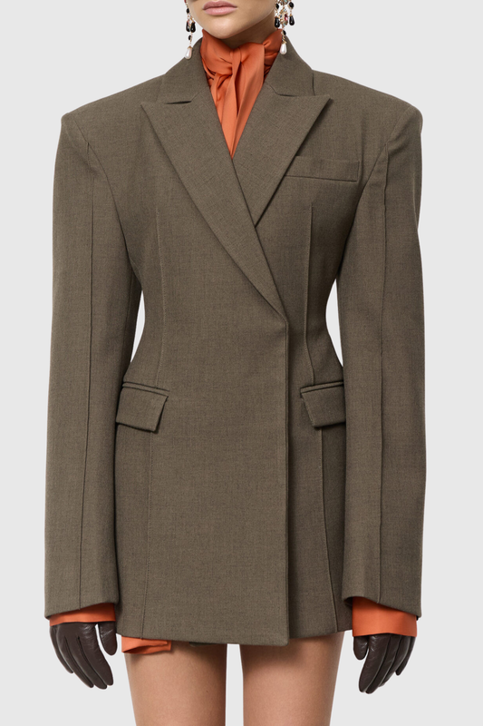 Dverly Cinched Waist Blazer - Green