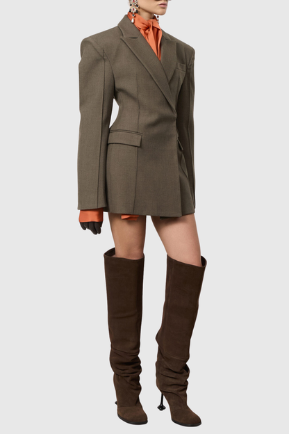 Dverly Cinched Waist Blazer - Green