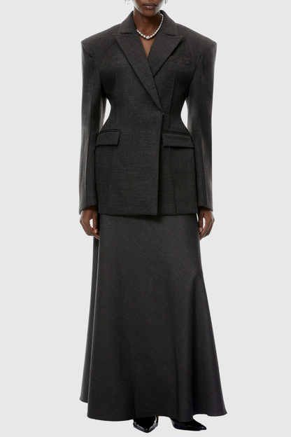 Dverly Cinched Waist Blazer - Grey