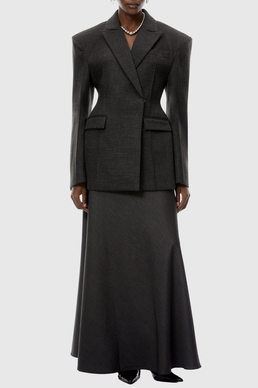 Dverly Cinched Waist Blazer - Grey
