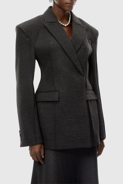 Dverly Cinched Waist Blazer - Grey