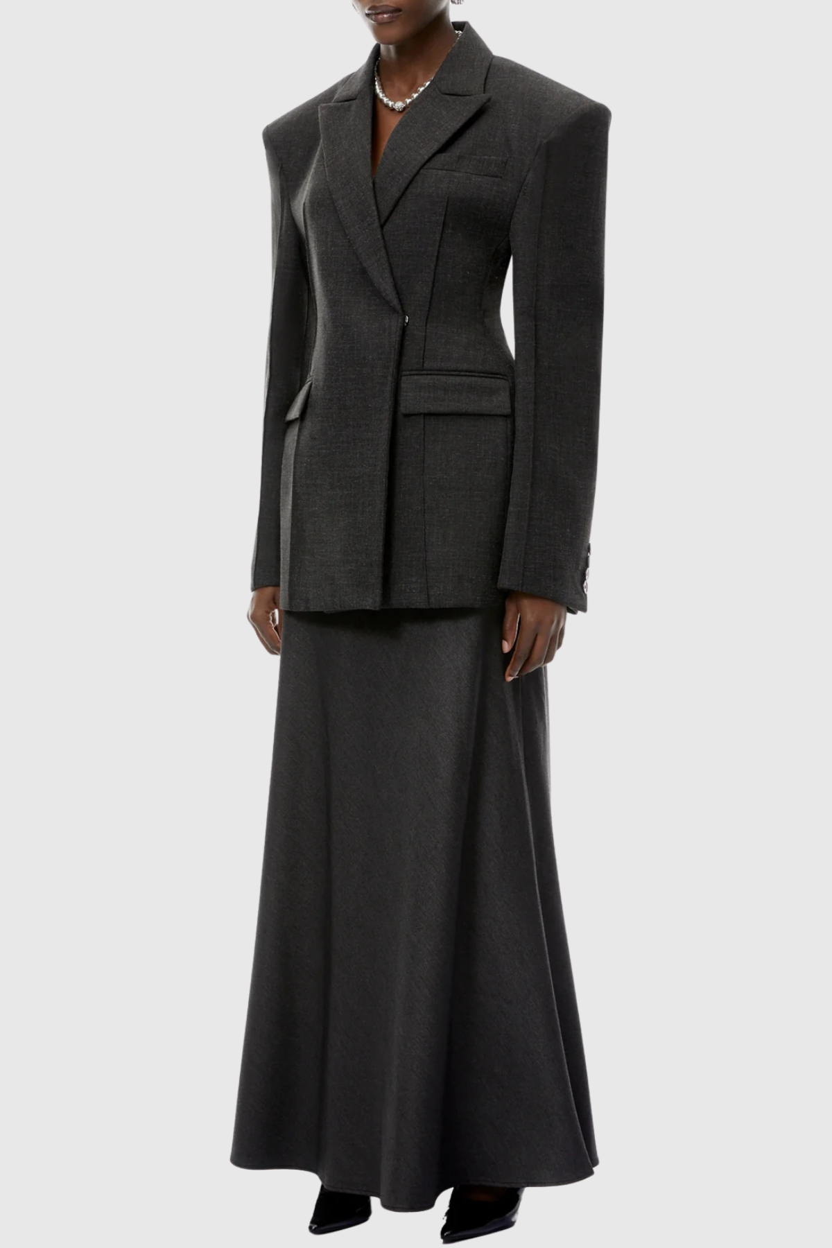 Dverly Cinched Waist Blazer - Grey