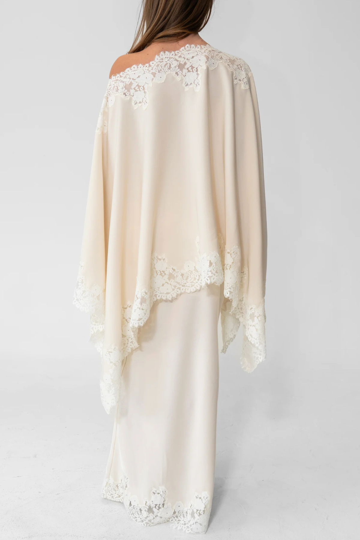 Eabha One Shoulder Lace Trim Top & Maxi Skirt Set