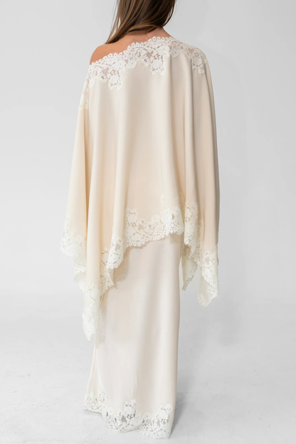 Eabha One Shoulder Lace Trim Top & Maxi Skirt Set