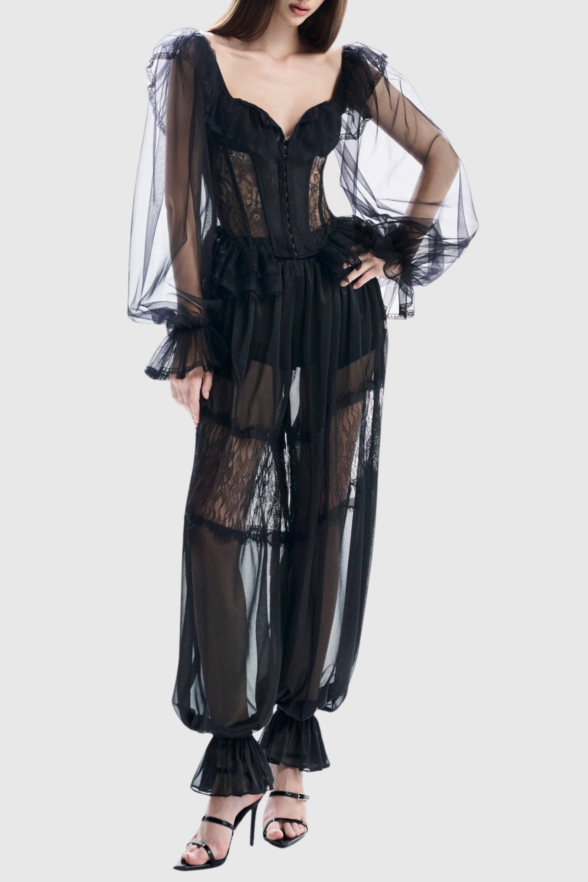 Eamara Sheer Lace Corset & Pants Set