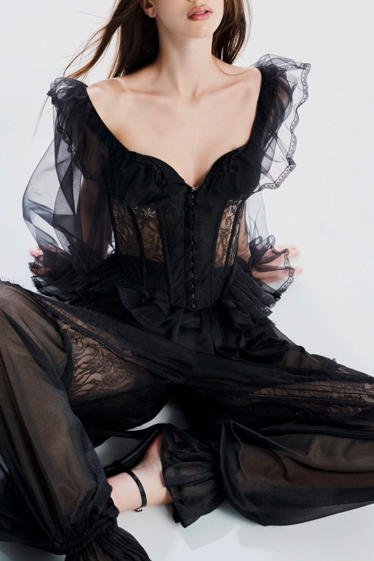 Eamara Sheer Lace Corset & Pants Set