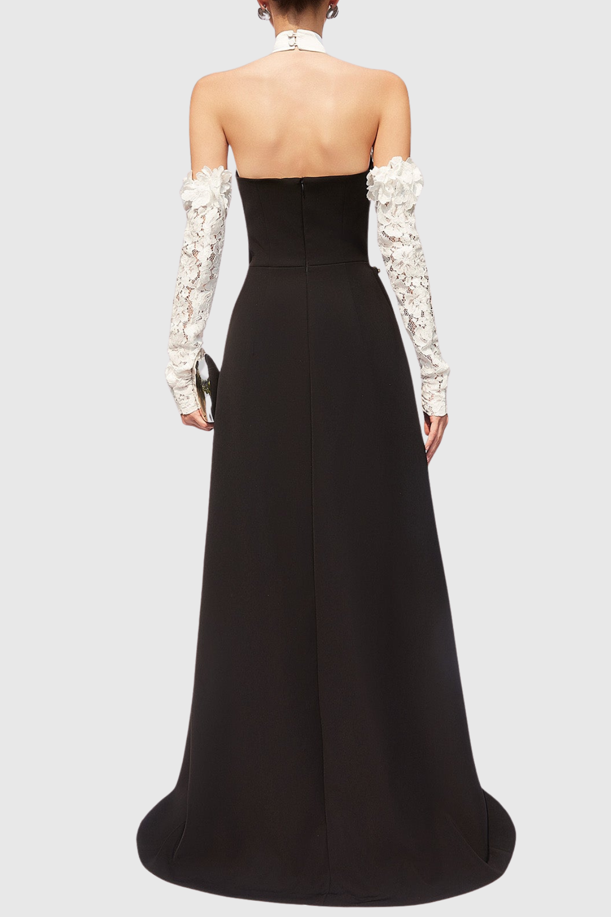 Easton Floral Appliqué Lace Pleated Maxi Dress
