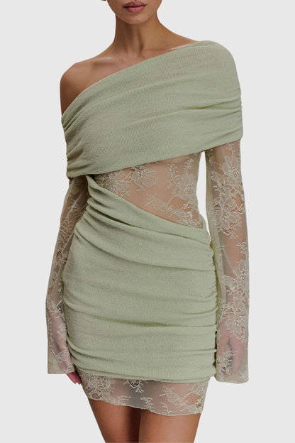 Eaylor Off Shoulder Lace Ruched Mini Dress