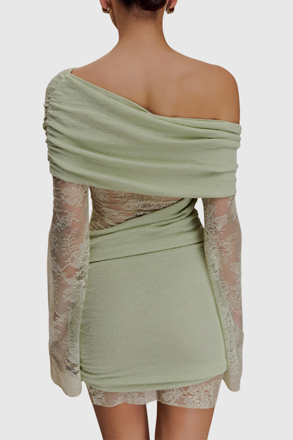Eaylor Off Shoulder Lace Ruched Mini Dress