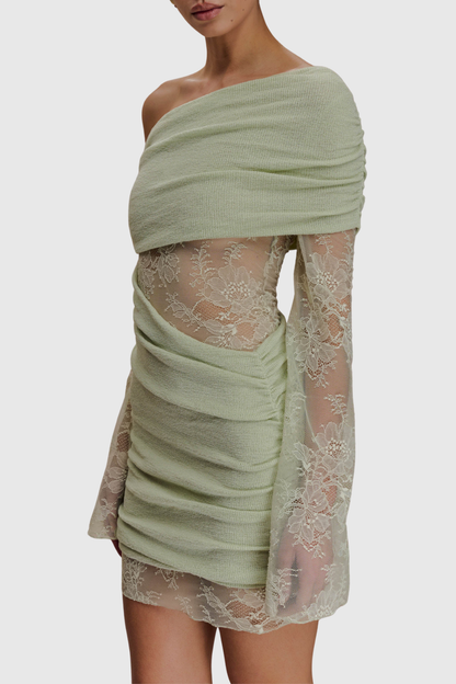 Eaylor Off Shoulder Lace Ruched Mini Dress