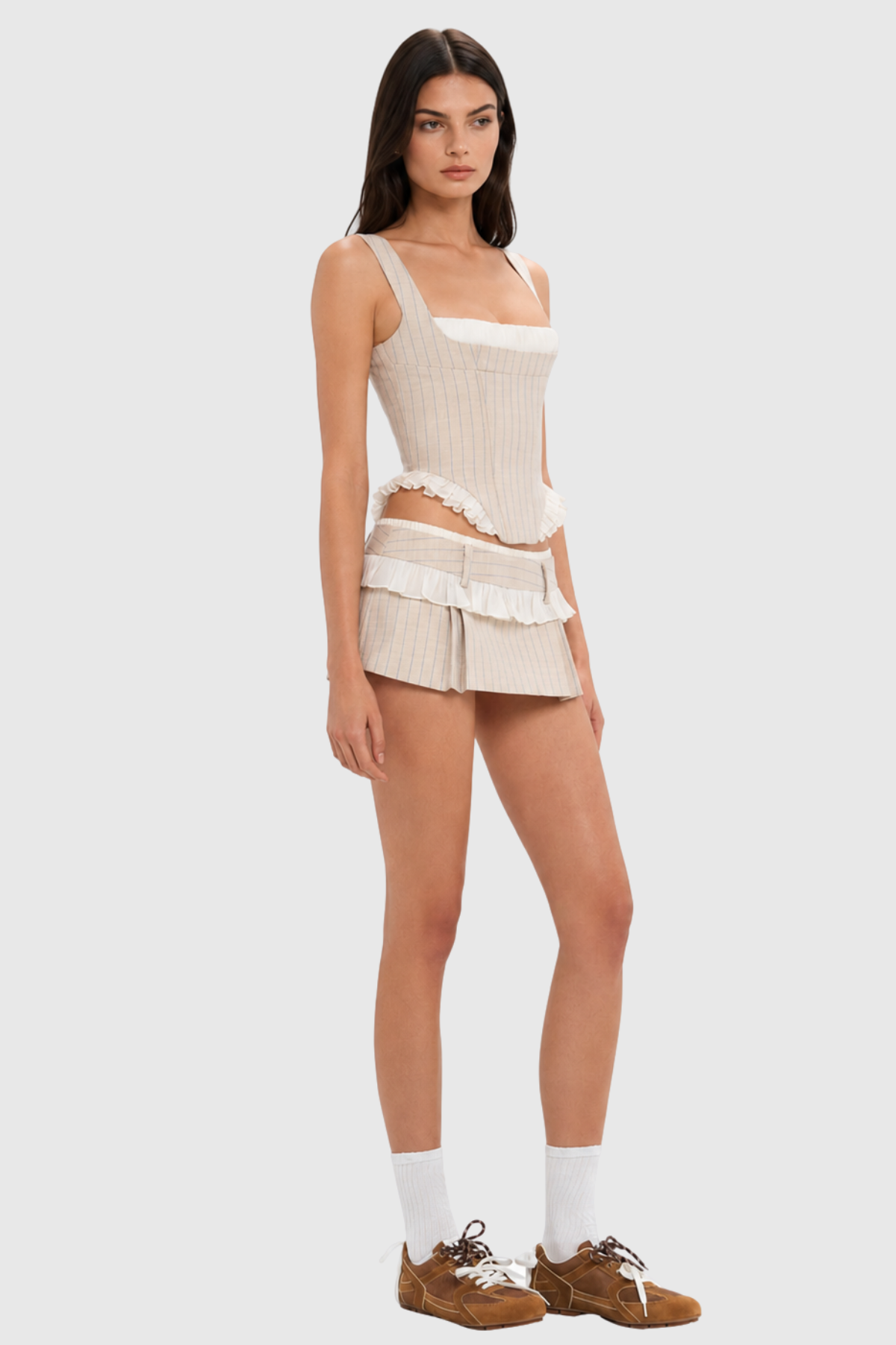 Edaya Stripe Corset & Mini Skirt Set