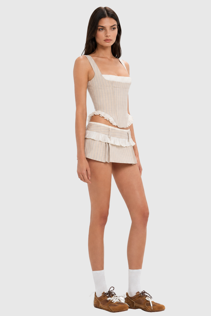 Edaya Stripe Corset & Mini Skirt Set