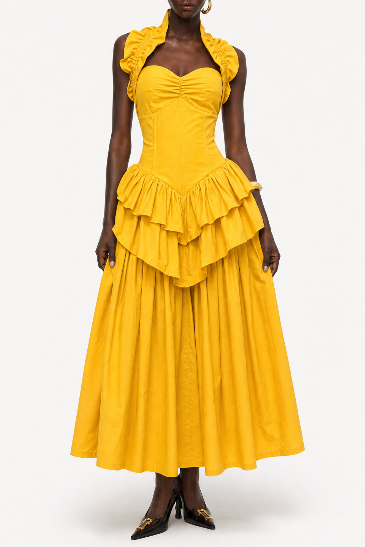 Edelwia Halter Ruffle Maxi Dress - Yellow