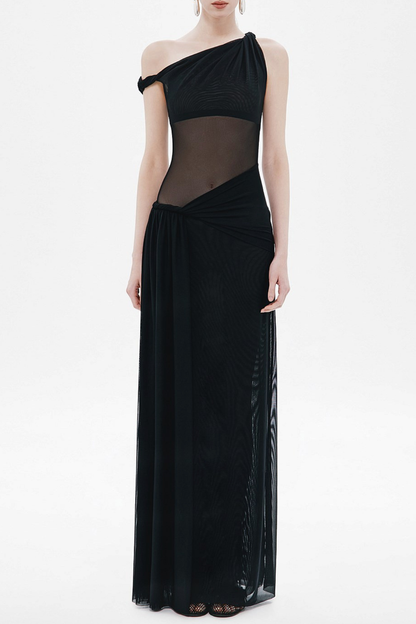 Edina Off Shoulder Twist Maxi Dress - Black