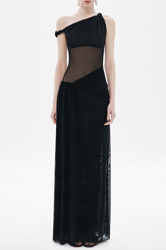 Edina Off Shoulder Twist Maxi Dress - Black