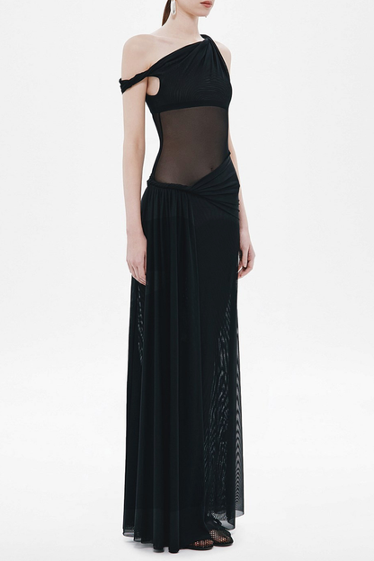 Edina Off Shoulder Twist Maxi Dress - Black