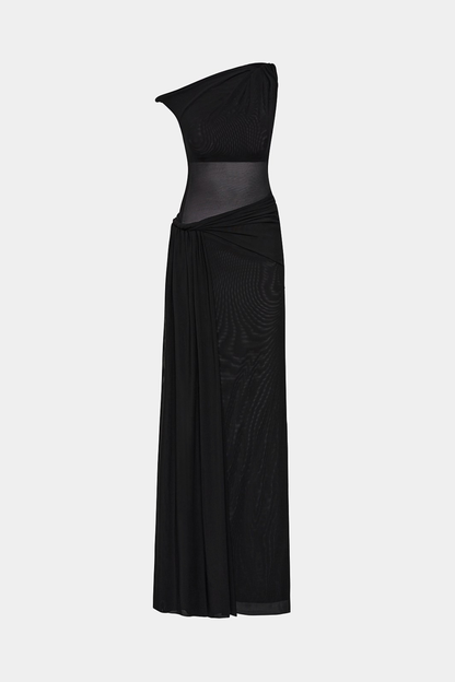 Edina Off Shoulder Twist Maxi Dress - Black