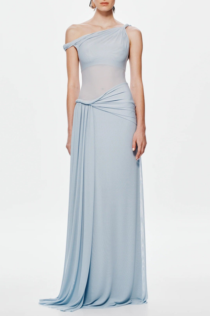 Edina Off Shoulder Twist Maxi Dress - Blue