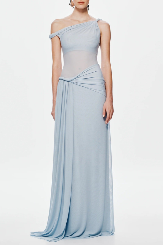 Edina Off Shoulder Twist Maxi Dress - Blue