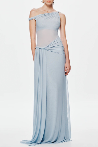 Edina Off Shoulder Twist Maxi Dress - Blue