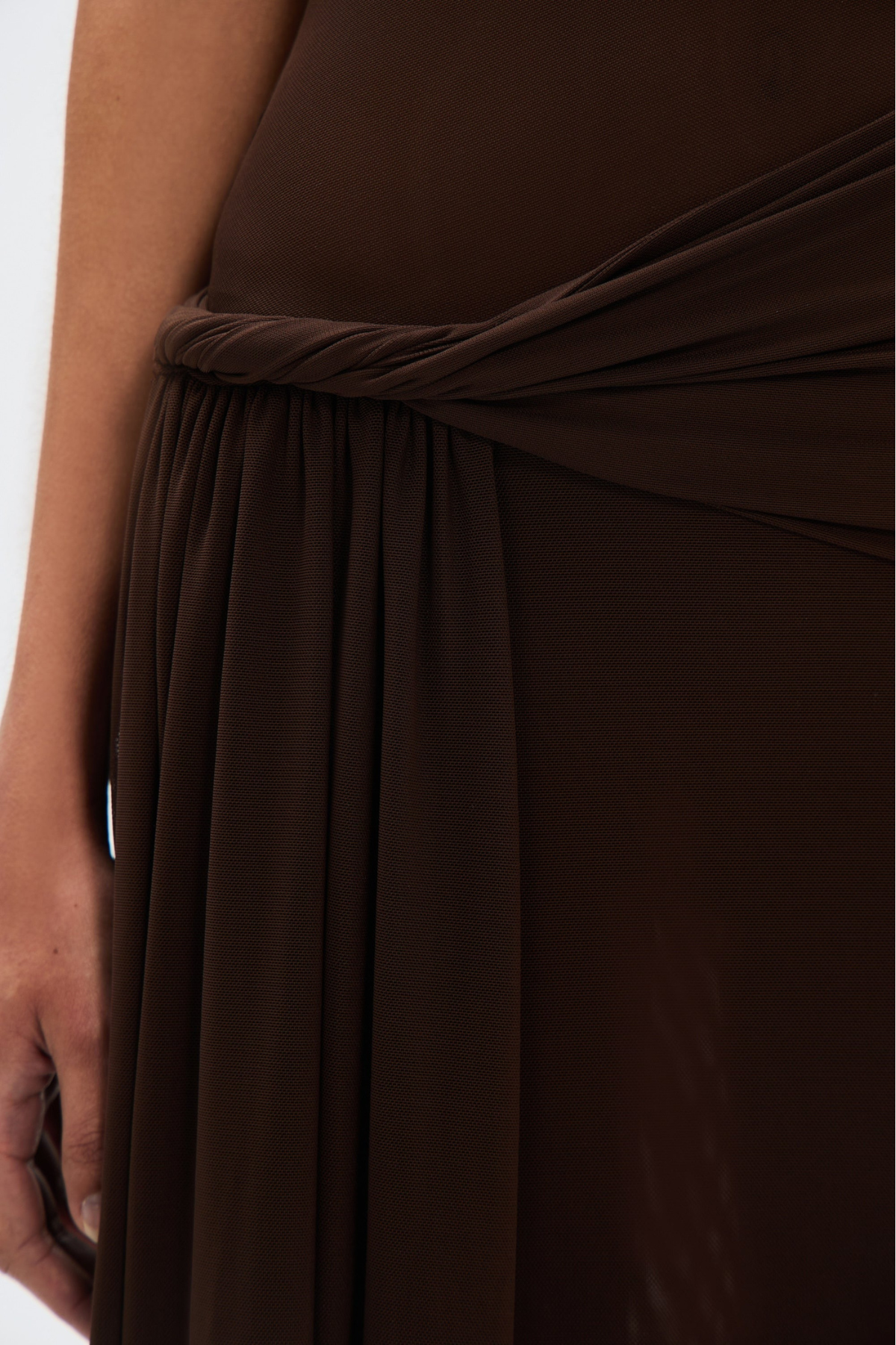 Edina Off Shoulder Twist Maxi Dress - Brown