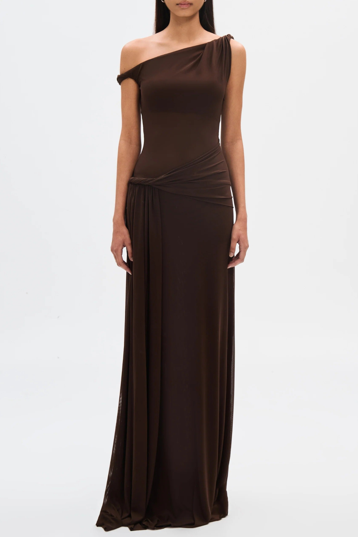 Edina Off Shoulder Twist Maxi Dress - Brown